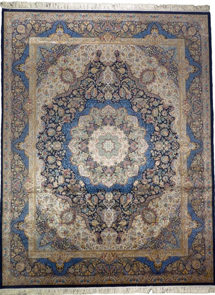 Symbolism and History Blue Persian Rugs Blue Silk Persian Rug Tornaj 8 x 10. Photo by Afra Rugs