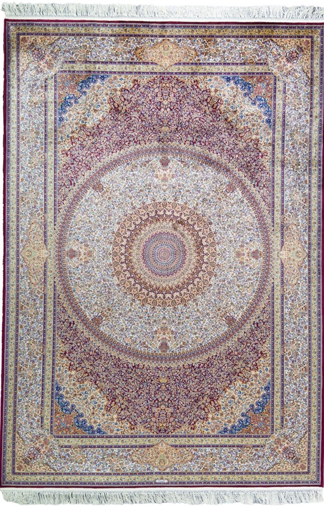 Can a Silk Persian Rug Be Washed? Red and Beige Persian Style Rug Golestan Pattern for cleaning your silk rugs