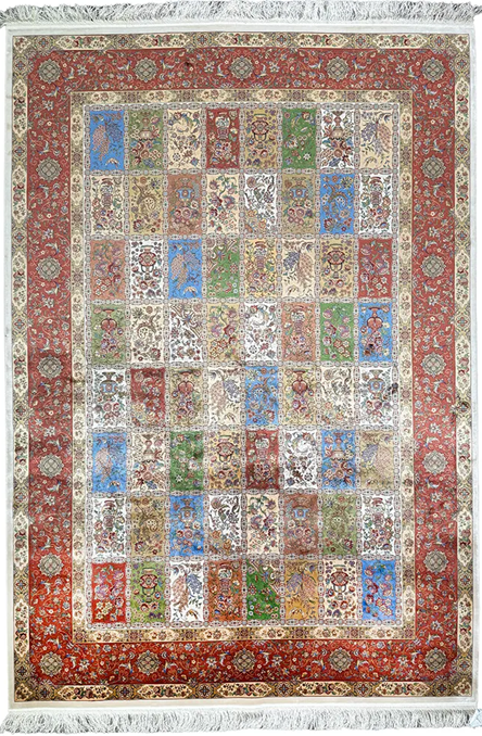 Choosing the Perfect Persian Style Rug for Your Dining Room: A Friendly Guide A 7x9 rug in green and brown tones, great for a medium-sized dining table.