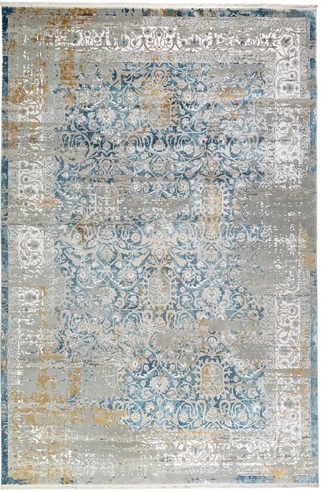 Symbolism and History Blue Persian Rugs Blue and Beige Silk Persian Rug Harmony Pattern 7 x 9. Photo by Afra Rugs.