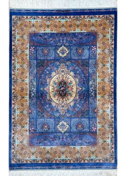 Blue and Gold Persian Rug Whisper Pattern 3 x 4