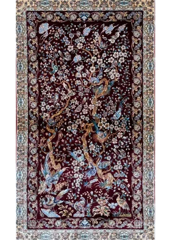 Black and Red Persian Rug Bird Garden Pattern 3 x 5 - Image 4