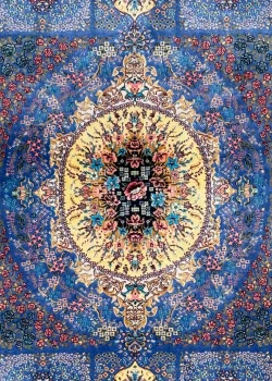 Blue and Gold Persian Rug Whisper Pattern 3 x 4 - Image 3