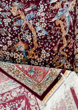 Black and Red Persian Rug Bird Garden Pattern 3 x 5 - Image 2