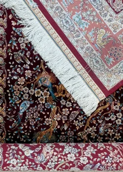 Black and Red Persian Rug Bird Garden Pattern 3 x 5 - Image 3