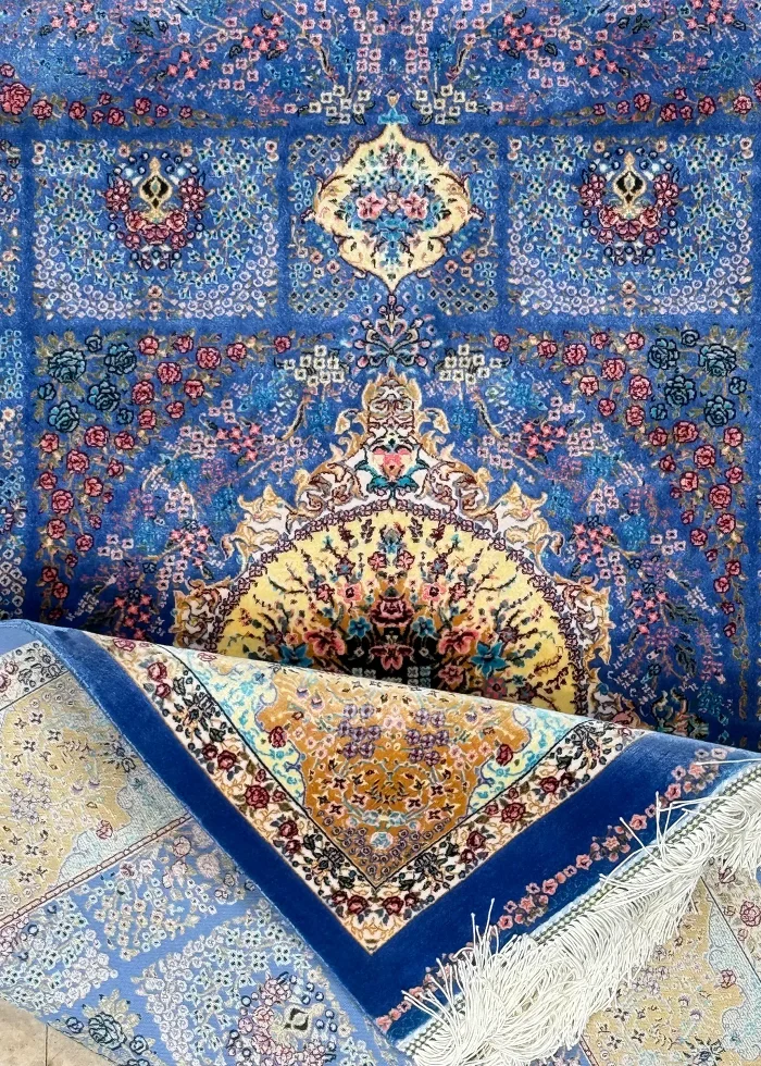 Blue and Gold Persian Rug Whisper Pattern 3 x 4 - Image 5
