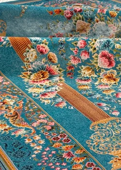 Blue and Pink Persian Rug Mehrab Pattern 3 x 5 - Image 2