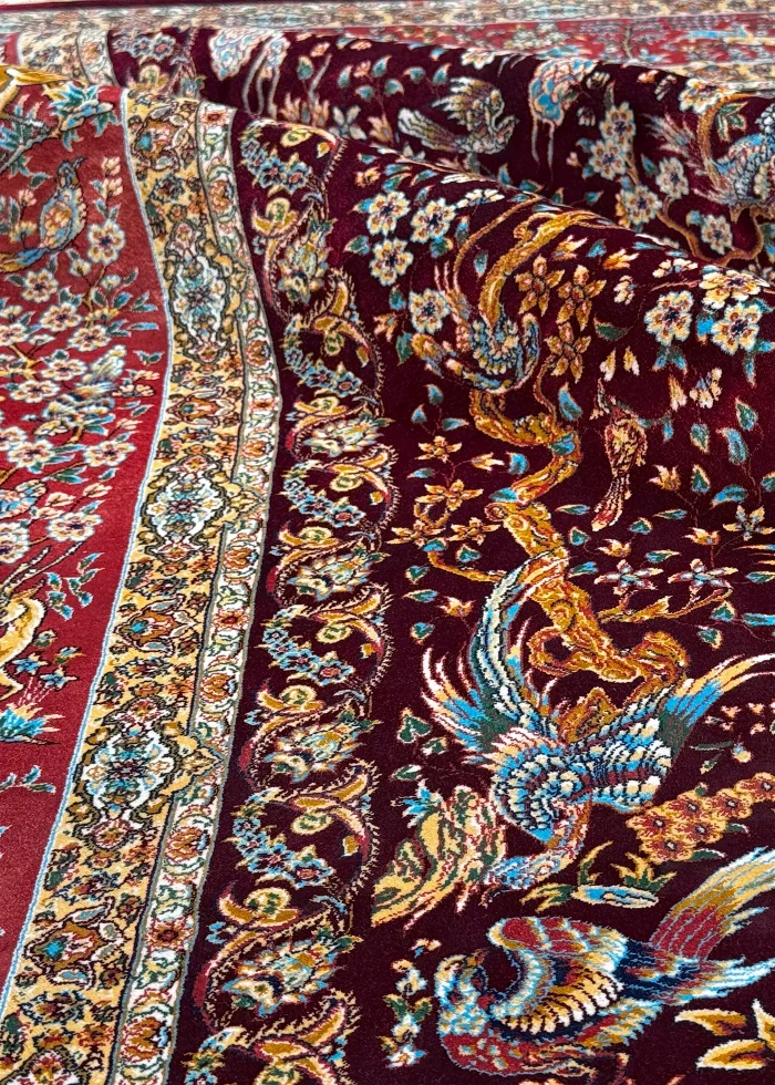 Black and Red Persian Rug Bird Garden Pattern 3 x 5 - Image 5