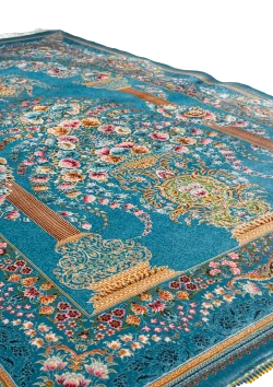 Blue and Pink Persian Rug Mehrab Pattern 3 x 5 - Image 6