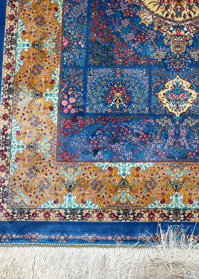 Blue and Gold Persian Rug Whisper Pattern 3 x 4 - Image 7