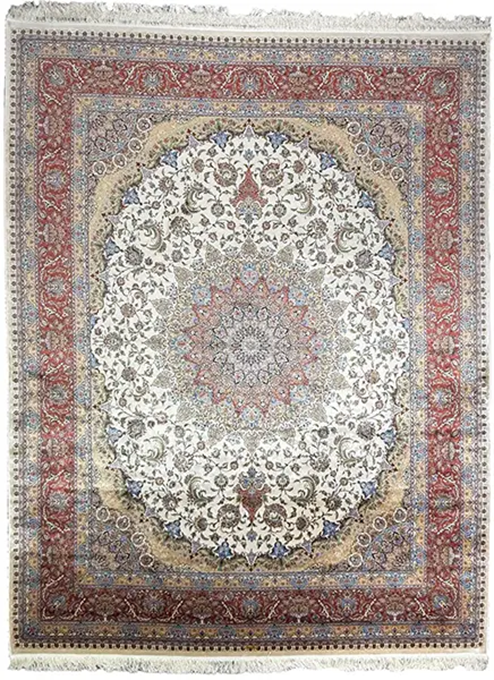 The Art of a Silk Persian Rug: History and Elegance Beige and Red Silk Persian Rug Shah Abbasi 8 x 10 by Afra Rugs