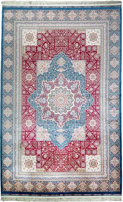 The Art of Red and Blue Persian Rugs: A Colorful Legacy Red and Blue Silk Persian Rug Whisper Pattern 7 x 9 by Afra Rugs