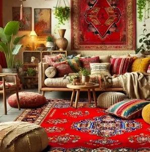 How a Red Persian Rug Enhances Bohemian Interior Design?