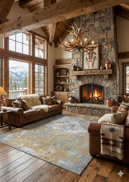 Gray and Gold Persian Rug Dawn Pattern 7 x 9