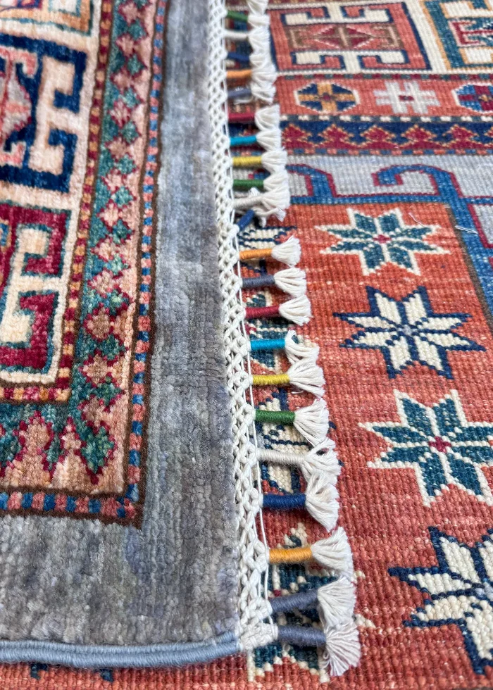 Blue and Yellow Wool Persian Rug Kashan Pattern 5 x 8 - Image 6