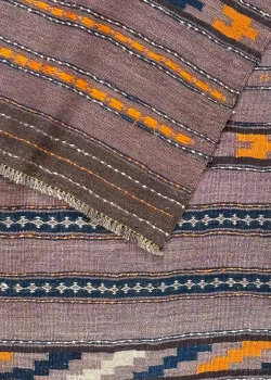 Brown and Taupe Persian Kilim Shahsavan Pattern 3 x 8 - Image 4