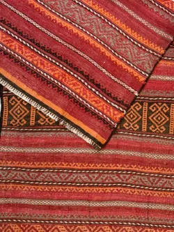 Red and Orange Persian Kilim Shahsavan Pattern 3 x 7 - Image 4