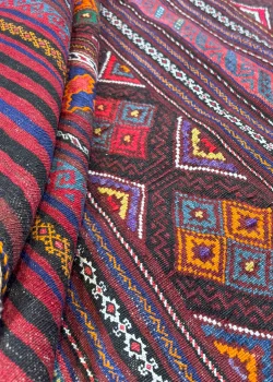 Red and Purple Persian Kilim Shahsavan Pattern 7 x 9 - Image 5