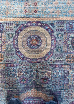 Gray and Purple Wool Persian Rug Tabriz Pattern 4 x 6 - Image 3