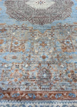Beige and Blue Wool Persian Rug Tabriz Pattern 3 x 5 - Image 5