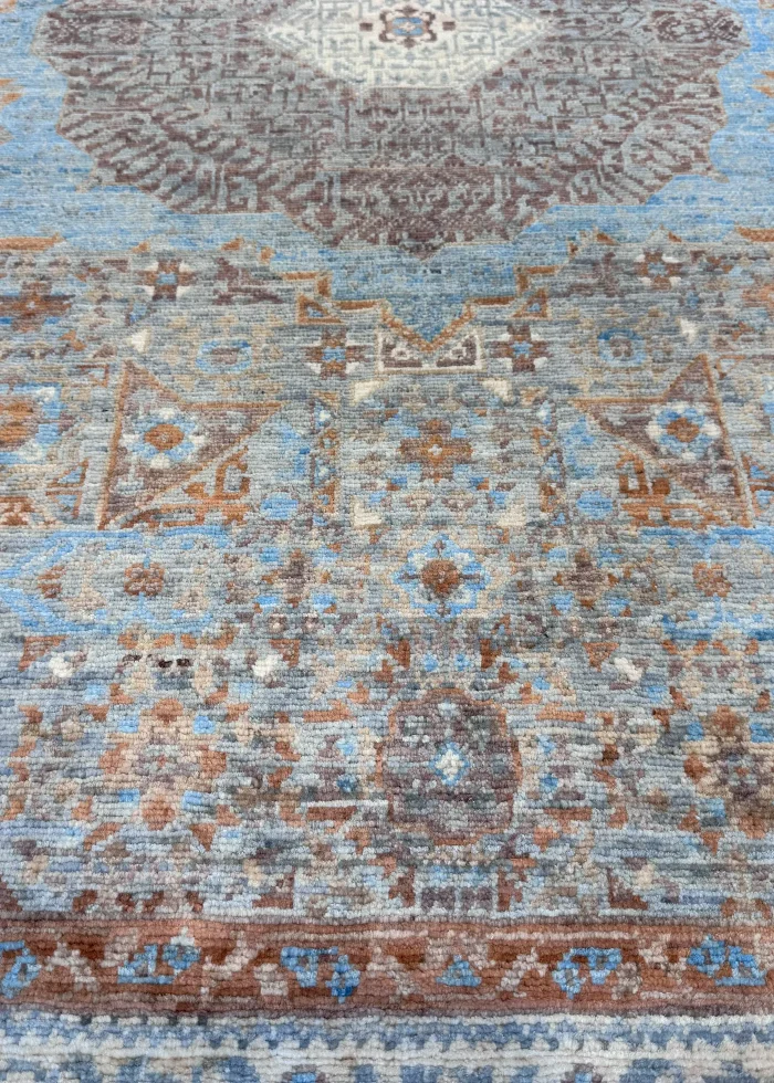 Beige and Blue Wool Persian Rug Tabriz Pattern 3 x 5 - Image 5