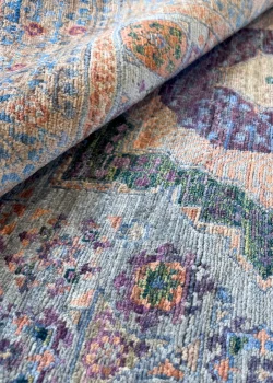 Green and Blue Wool Persian Rug Tabriz Pattern 4 x 6 - Image 8