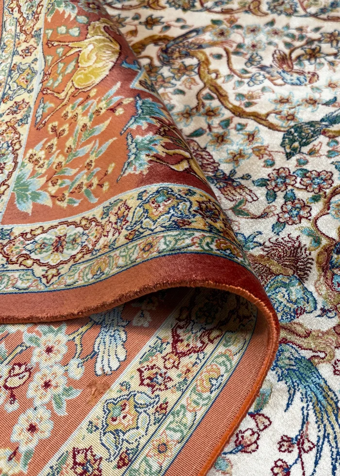 Red and Pink Persian Rug Paisley Pattern 4 x 6 - Image 4