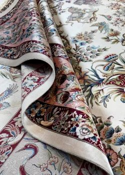Beige and Pink Persian Rug Hunting Pattern 7 x 9 - Image 4