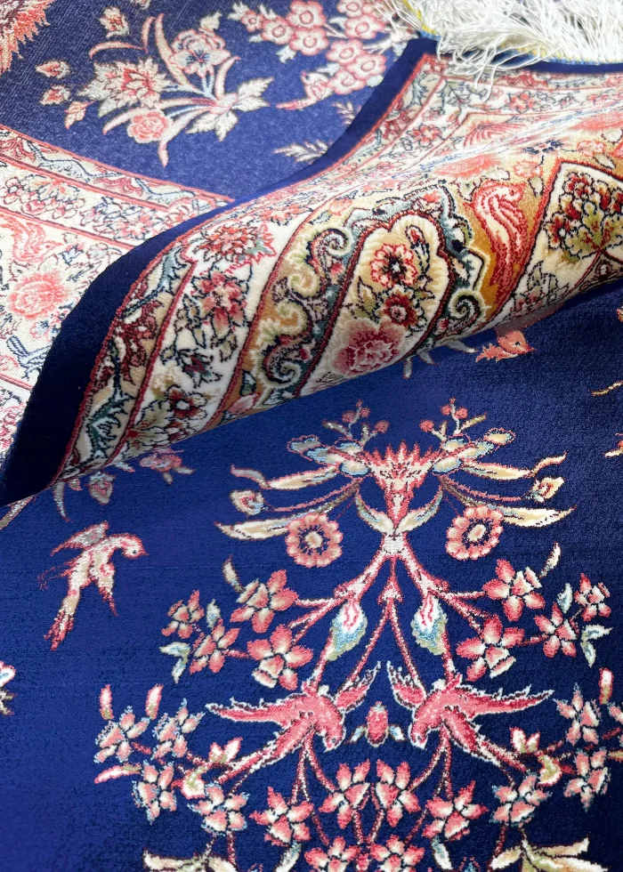 Blue and Beige Persian Rug Mehrab Pattern 3 x 5 - Image 3
