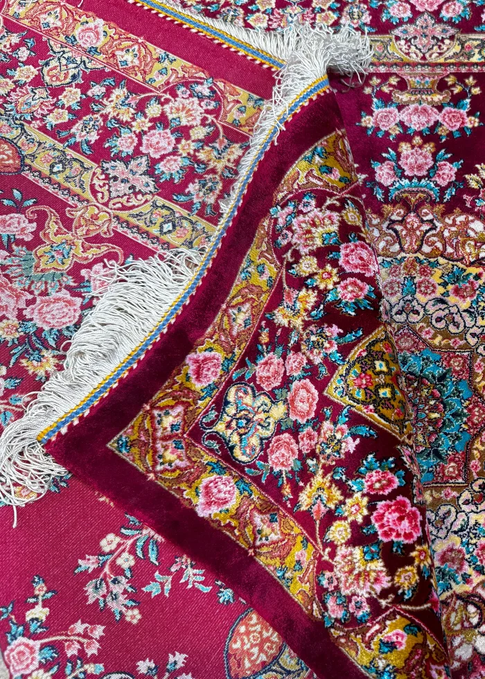 Red and Pink Persian Rug Rose Pattern 3 x 4 - Image 5