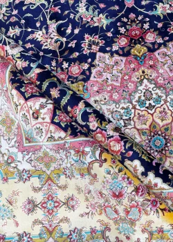 Blue and Pink Persian Rug Shah Abbasi Pattern 7 x 9 - Image 7