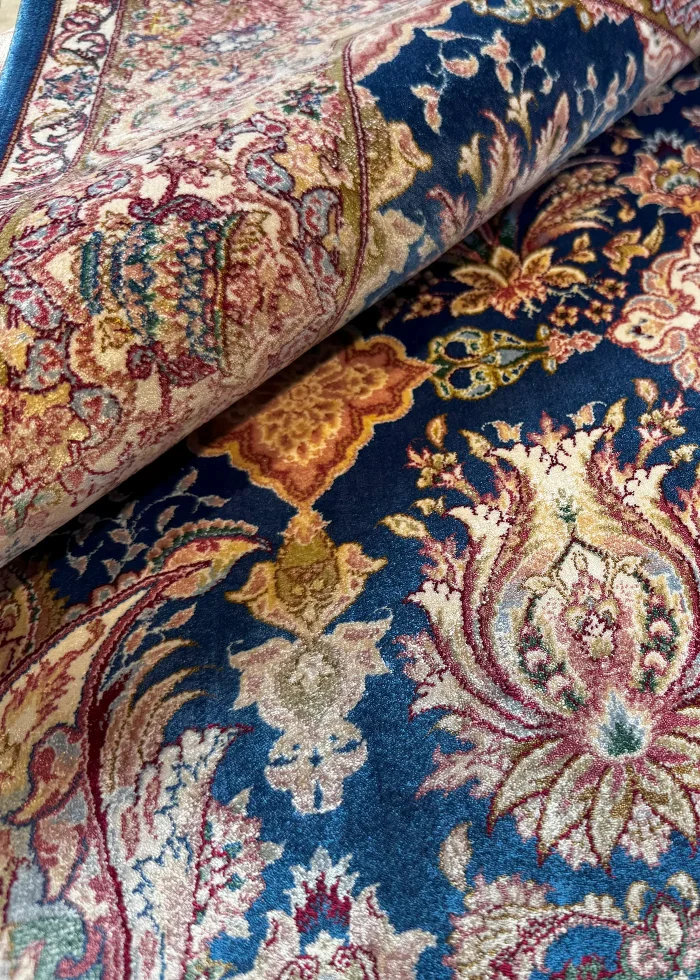 Blue and Beige Persian Rug Afshan Pattern 3 x 4 - Image 5
