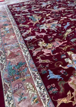 Pink and Red Persian Rug Hunting Pattern 3 x 5 - Image 6