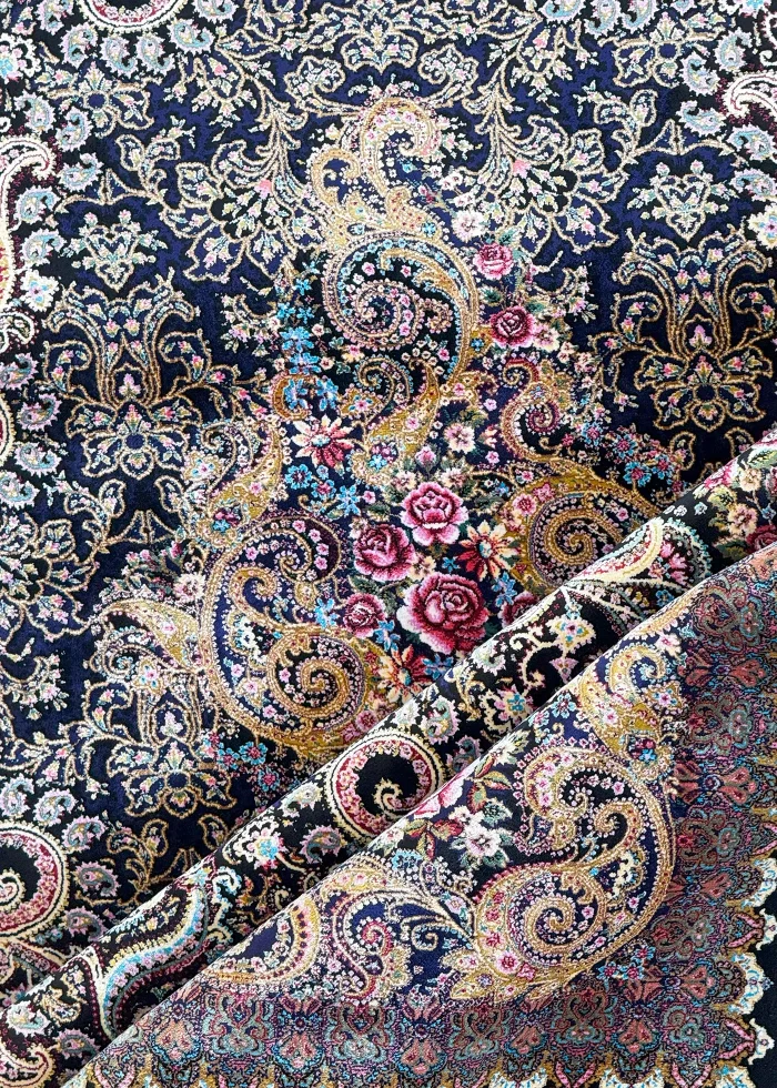 Pink and Black Persian Rug Paisley Pattern 3 x 5 - Image 3