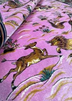 Pink and Purple Persian Rug Hunting Pattern 4 x 6 - Image 3
