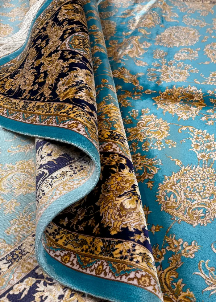 Blue and Gold Persian Rug Afshan Pattern 4 x 6 - Image 6