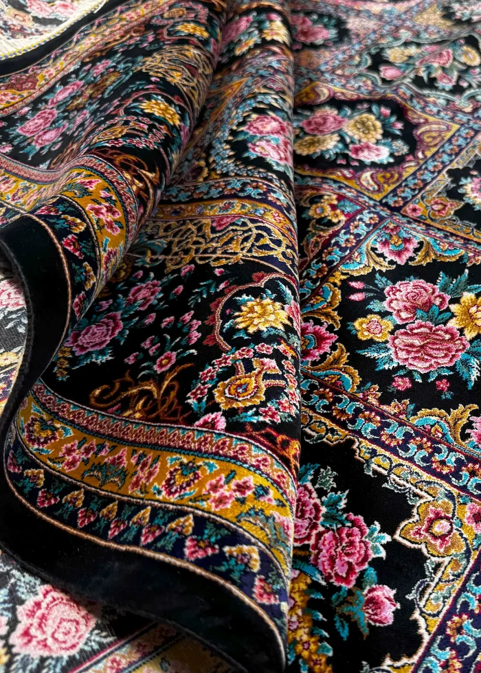 Black and Pink Persian Rug Tile Pattern 4 x 6 - Image 5