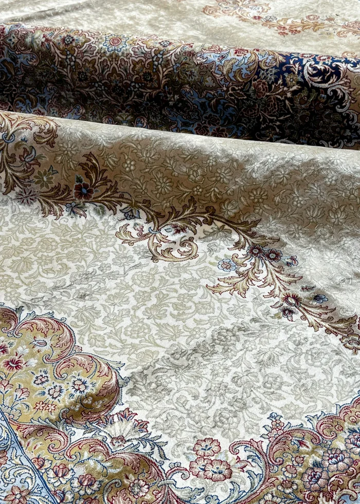 Blue and Taupe Persian Rug Heaven Pattern 7 x 9 - Image 7