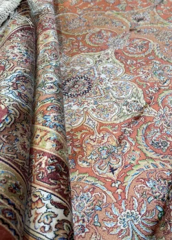 Brown and Orange Persian Rug Mahoor Pattern 7 x 7 - Image 6