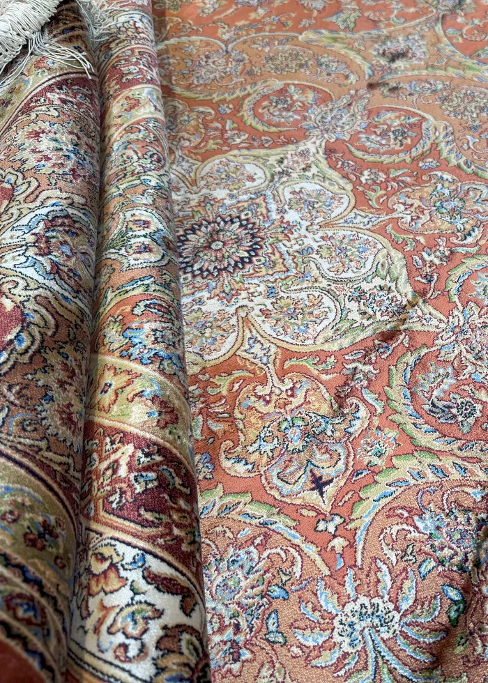 Brown and Orange Persian Rug Mahoor Pattern 7 x 7 - Image 6