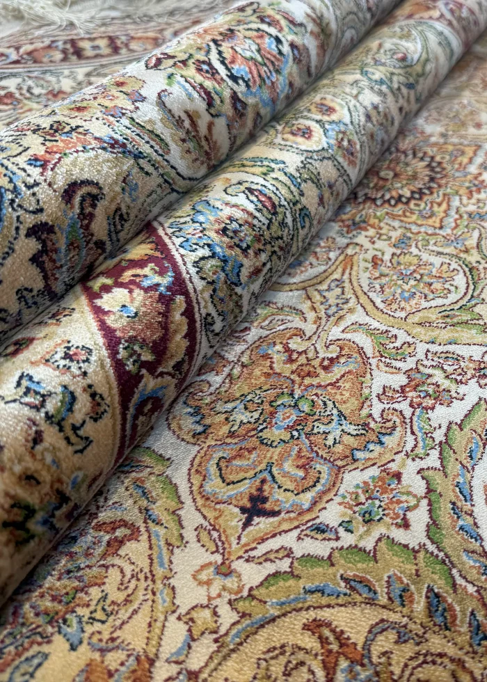 Beige and White Persian Rug Mahoor Pattern 7 x 7 - Image 6