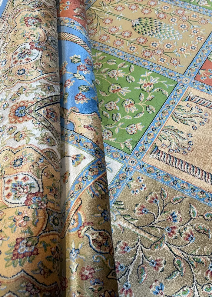 Green and Beige Persian Rug Tile Pattern 7 x 7 - Image 5