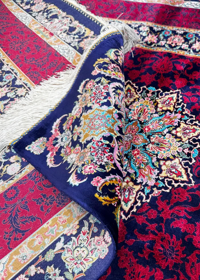 Red and Blue Persian Rug Whisper Pattern 3 x 5 - Image 3