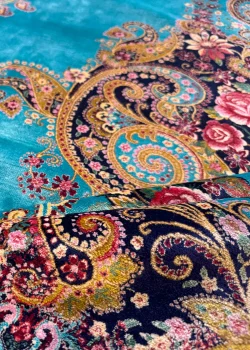 Blue and Pink Persian Rug Paisley Pattern 7 x 9 - Image 11