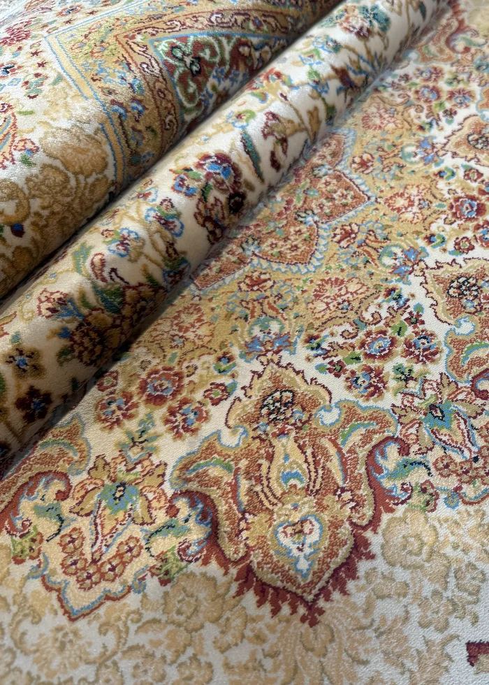 Beige and White Persian Rug Toranj Pattern 4 x 6 - Image 7