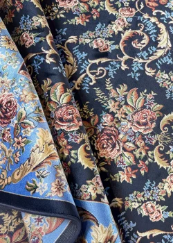 Navy Blue and Blue Persian Rug Rose Pattern 8 x 10 - Image 4