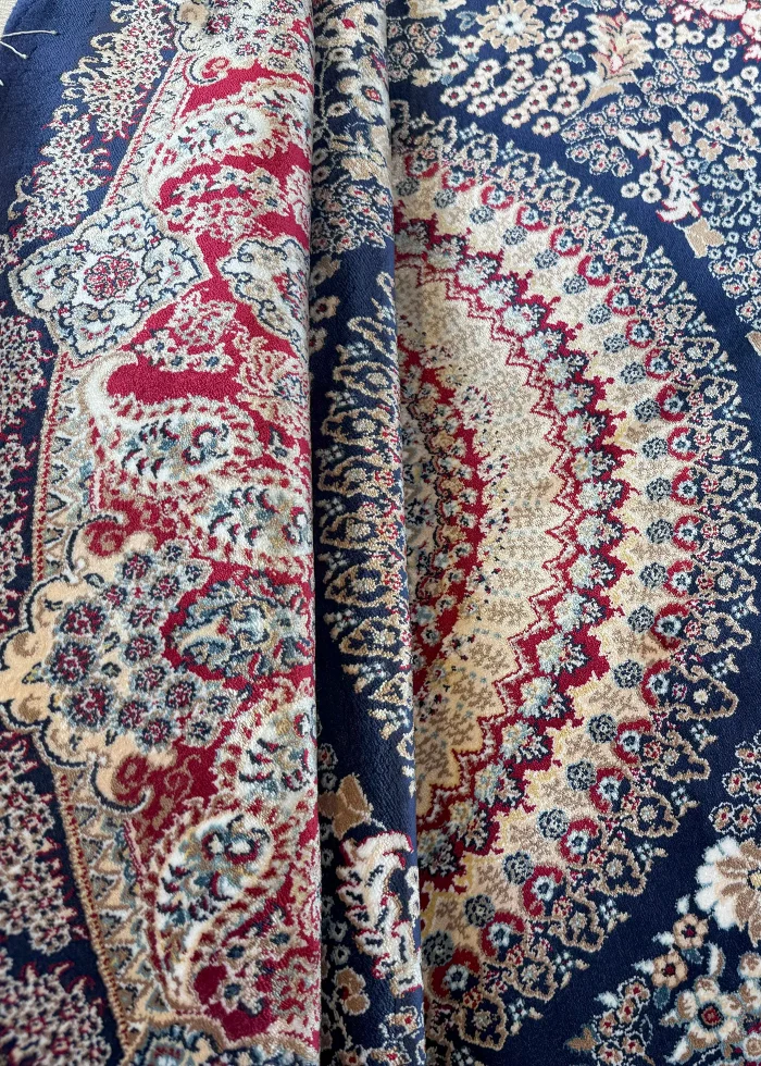 Blue and Red Round Persian Rug Golestan Pattern 5 x 5 - Image 8