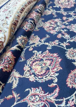 Navy Blue and Blue Round Persian Rug Afshan Pattern 5 x 5 - Image 4