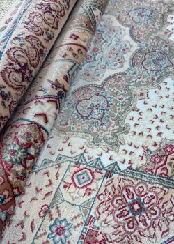 Beige and White Round Persian Rug Faraz Pattern 5 x 5 - Image 7
