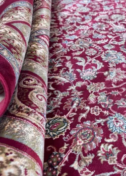Red and Beige Persian Rug Shah Abbasi Pattern 5 x 5 - Image 7
